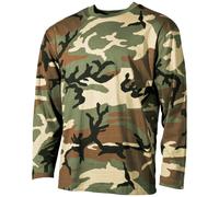 MFH US Style Combat Army Military Mens Long Sleeve T-Shirt Woodland Camouflage