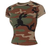 MFH US Women's T-Shirt Military Outdoor Excersise Athletic Casual Woodland Camo