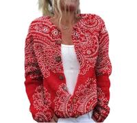 Mfhmom Cardigan for Women UK Long Sleeve Open Front Lightweight Knitted Jacket Vintage 3D Digital Print Casual V Neck Ladies Christmas Sweaters Outerwear Jumper