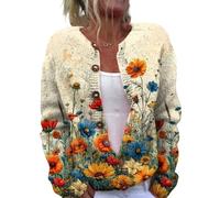 Mfhmom Cardigan for Women UK Long Sleeve Open Front Lightweight Knitted Jacket Vintage 3D Digital Print Casual V Neck Ladies Christmas Sweaters Outerwear Jumper