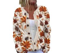 Mfhmom Cardigan for Women UK Loose Casual Lightweight Open Front Cardigans Vintage 3D Digital Print Outerwear Ladies Long Sleeve V-Neck Knitted Jackets Christmas Sweaters