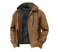 Mfhmom Men's UK Winter Fleece Jacket Hooded Zip Up Warm Thermal Lined Bomber Coat Thick Pilot Aviator Windbreaker Outdoor Casual Windproof Hoodie Outerwear Plus Size