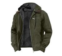 Mfhmom Men's UK Winter Fleece Jacket Hooded Zip Up Warm Thermal Lined Bomber Coat Thick Pilot Aviator Windbreaker Outdoor Casual Windproof Hoodie Outerwear Plus Size