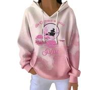 Mfhmom Women's Sweatshirt UK Breast Cancer Awareness Hoodies Funny Pink Ribbon Graphic Pullover Ladies Colorful Christmas Tops Long Sleeve Crew Neck Shirts with Pockets and Drawstring