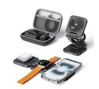 [MFI Certified]3 in 1 Wireless Charging Station by Apple, Qi2 15W Fast Charger Magsafe Compatible for iPhone 17/16/15/14/13/12 Series, Apple Watch, Airpods, iPad, 30W Charger Included (Black)