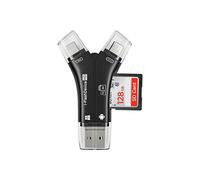 [MFi Certified] 4in1 SD Card Reader for iPhone That Reads Both SD TF Memory simultaneously,for Trail Camera/Hunting Game Camera Viewer Plays Video Photo on All Latest Apple iOS