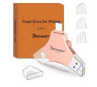 MFi Certified Flash Drive for iPhone iPad 256GB, 3in1 External Memory Photo Keeper Storage Stick for Picture/Video/Data Saver/Backup, USB 3.0 High Speed Thumb/Jump/Hard Drives USB Port Cards -Rose