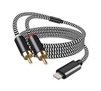 [MFi Certified] Lighting to RCA Cable Audio Aux Adapter, 2-Male Stereo Y Splitter Aux Cord Compatible with i-Phone 14 13 12 11 Pro XS XR X 8 7 for Amplifier,Car,Home Theater, Speaker and More (10FT)