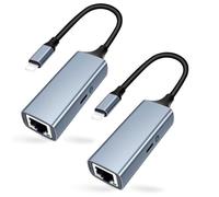[MFi Certified] Lightning to Ethernet Adapter with Charging Port, 2-in-1 100Mbps Lightning to RJ45 Ethernet LAN Network Adapter, Compatible for i-Phone 14/13/12/11/i-Pad/i-Pod, Plug and Play, 2Packs