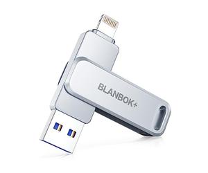 MFI Certified Memory Stick 128G BLANBOK+ Flash Drive for iPhone USB Stick USB Memory Sticks Photo Stick for iPhone/iPad/Android/PC