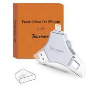 MFi Certified USB 3.0 Flash Drive 128GB for iPhone, 3in1 External Memory Photo Keeper Storage Stick for Picture/Video/Data Saver/Backup, High Speed Thumb/Jump/Hard Drives for iPhone/iPad/Android/PC