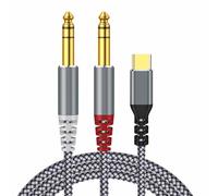 【MFi Certified】USB C to Dual 6.35mm 1/4 inch Stereo Splitter Y Cable, 4FT Type C to Dual 6.35mm 1/4 inch TRS Audio Cord for i-Phone 15/15 Pro/15 Pro Max, Tablet, Laptop Link Amplifier, Speaker