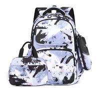 Mfikaryi Kids Backpacks for Girls Rainbow BookBag Set Teens School Backpack with Lunch Box, A#41 Black, L, Daypack Backpacks