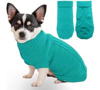 Mfiker Dog Sweater Small Dog Sweaters for Small Dogs Male Girl Fall Winter Cold Weather Knit Turtleneck Pet Sweater Clothes with Hind Leg Straps for Puppy Small Dog Cats (Blue Dog Sweater, X-Small)