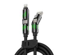 MFish 4-in-1 Universal Multi USB Charging Cable - 240W Max Fast Charger Cord with Multiple Connectors for iPhone 16/15/14/13, iPad, Samsung, MacBook, Tablets & More (Black, 6.6Ft)