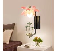 MFJGHU Flower Wall Lamps Resin Interior Sconces with E27 Base Mounted Light for Dining Room Corridor(Roze)