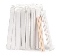 MFJUNS 200pcs Individually Wrapped Wooden Coffee Stirrers - 5.5" Coffee Stir Sticks, Round End Disposable Stir Sticks, For Coffee, Cocktail and Hot Drinks
