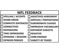 MFL/Languages Feedback KS3/4 Teacher Self-inking Stamp - Large Format 6x11cm. Choice of Ink Colour
