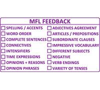 MFL/Languages Feedback KS3/4 Teacher Self-inking Stamp - Large Format 6x11cm. Choice of Ink Colour