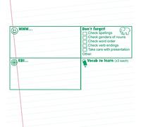 MFL/Languages Teacher Stamp Marking Checklist: Grammar, Presentation, Feedback, Vocabulary to Learn - 10x5cm Self-Inking, Reinkable School Stamper. (Green (Duo Eco-Line Mount))