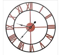 MFLASMF Big Roman Numerals Giant Open Face Metal Large Outdoor Garden Wall Clock Copper red iron wall clock-50cm, Vintage Golden, 60CM