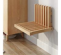 MFLASMF Folding Wooden Shower Bench Seat, Wall-Mounted Foldable Chair, Wood Color