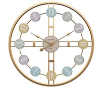 MFLASMF Outdoor Garden Wall Clocks, Large Metal Iron Retro Wall Clock Silent Battery Operated Vintage Metal Roman Numerals Round Modern Clocks for Living Room Decor 60CM Gold