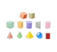 MFMEXUL 15 Pieces Geometric Solid Blocks 3D Shapes Manipulative Models Learning Toys PP Paper Material Suitable for Children Home, 15pcs
