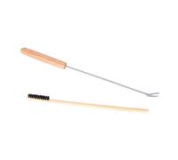 MFMEXUL 2 Cage Cleaner, Cleaning Fork And Brush, Ergonomic Handle, Remover, Cleaning Tools for Little Feathered Friends, Wood Handle