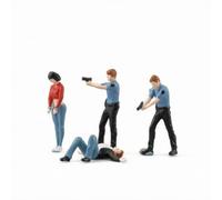 MFMEXUL 2 Pieces Miniature Figurine Figures Set Diorama Resin Hand Painted Detailing Standing Pose 1 64 Scale Suitable for display cases craft scenes desktop, 1 64 Police And Bandits Four-piece Set