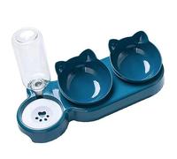 MFMEXUL 3 in 1 Cat Bowl Set, Pet Feeder, Easy Clean with 500ml Water Bottle, Detachable Food Bowls, Double Cat Bowls for, Dark Blue