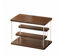 MFMEXUL Acrylic Figure Display Case with Wooden Shelves Freestanding Collectible Showcase Compact Tiered Display Cabinet for Collectors, Shelf, Walnut