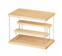 MFMEXUL Acrylic Figure Display Case with Wooden Shelves Freestanding Collectible Showcase Compact Tiered Display Cabinet for Collectors, Shelf, Wood