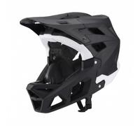 MFMEXUL Adult Headgear All Terrain Helmet with Molded Outer Construction Chin Protection Feature Stable Fit Retention and Comfort Liner Suitable for Riding, Black White, M【55-58CM】
