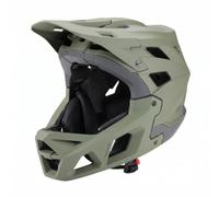 MFMEXUL Adult Headgear All Terrain Helmet with Molded Outer Construction Chin Protection Feature Stable Fit Retention and Comfort Liner Suitable for Riding, Green Gray, M【55-58CM】