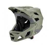 MFMEXUL Adult Headgear All Terrain Helmet with Molded Outer Construction Chin Protection Feature Stable Fit Retention and Comfort Liner Suitable for Riding, Green Gray, L【59-61CM】