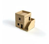 MFMEXUL Assemble Building Miniature Model Kit Diorama House Wargame Terrain Tabletop Scenery Middle Eastern Architecture Wood Material Parts Paint, Building B