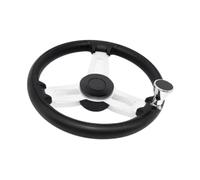 MFMEXUL Boat Steering Wheel Marine Ergonomic Solid Structure Aluminum Alloy Construction Reliable Control Suitable for Yachts Boats, 37cm with Handle