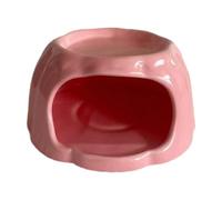 MFMEXUL Ceramic House for Hamsters, Multi-function Pudding-shaped Feeder for Rats, Dwarfs And Ferrets, Pink