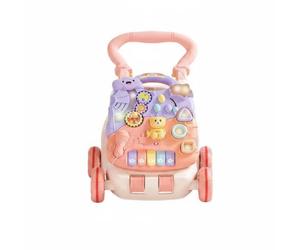 MFMEXUL Children Activity Activity Table Stand Toy with Pyramid Frame and Pace Control for Beginner Balance Suitable for First Steps Indoor Play Parent supervised use, Pink Piano Table