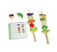 MFMEXUL Children Cognitive Game Wooden Fruit Threading Game Lacing Beads Stacking Blocks Educational Toy for Color Sorting Thinking Balance Games suitable for, Vegetable Skewers