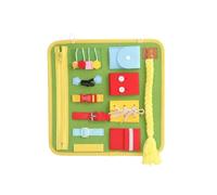 MFMEXUL Children Learning Board Busy Board Activity Board Sensory Board With Zippers Buttons Buckles For Fine Motor Practice And Problem Solving suitable for, Green Braid