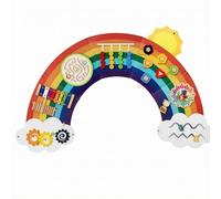 MFMEXUL Children Learning Board Wooden Wall Activity Panel Puzzle Sensory Exploration Board Suitable for Kids’ Room Community Learning Space, New Rainbow Wall Game 5.4kg CE/CPC
