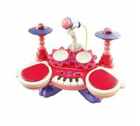MFMEXUL Children Learning Keyboard Electronic Drum Piano Toy With Percussion Pads Mini Keys Vocal Input For Rhythm Practice And Music Play Suitable for, Red