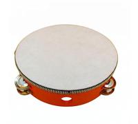 MFMEXUL Children Tambourine Hand Drum Percussion Instrument Double Row Frame Music Accessory Portable For Group Lessons suitable for dance rehearsal classroom, Red, 8 Inch