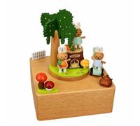 MFMEXUL Classic Wooden Music Box With Hand Crank Rotating Scene For Children Tabletop Ornament Crafted From Beech Wood Suitable, style to 2