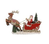 MFMEXUL Decorative Device Christmas Music Box Tabletop Scene With Santa Sleigh Reindeer And Tree Illuminated Holiday Ornament In And Resin suitable for winter decor mantel coffee