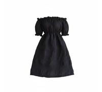 MFMEXUL Doll Dress Puff Sleeve Shirred Bodice Soft Cloth Material Romantic Style Suitable for Collector Dolls Photography Scene Home Decor Display , Black , 60CM
