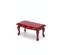 MFMEXUL Dollhouse Coffee Table Miniature Table Furniture Prop With Realistic Scale And Curved Legs In Wood And Plywood Suitable for model house decor miniature scene layout photography work, Red