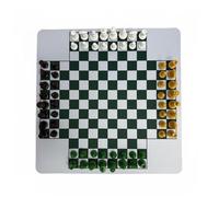 MFMEXUL Four Player Chess Board Game Set Polystyrene Chess Pieces Smooth Movement Tabletop Strategy Group Entertainment Suitable, Green, White, Yellow, Coffee, Four-player Chess